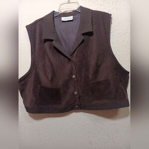 LADY DORBY Dark Brown Sleeveless Vest with Buttons